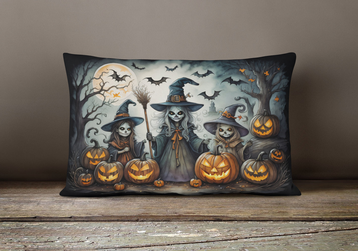 Witches Spooky Halloween Throw Pillow