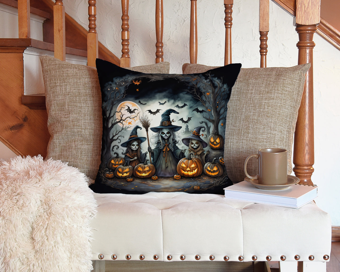 Witches Spooky Halloween Throw Pillow