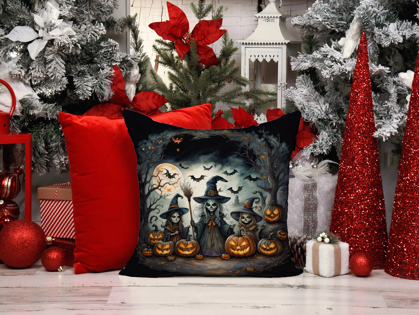 Witches Spooky Halloween Throw Pillow