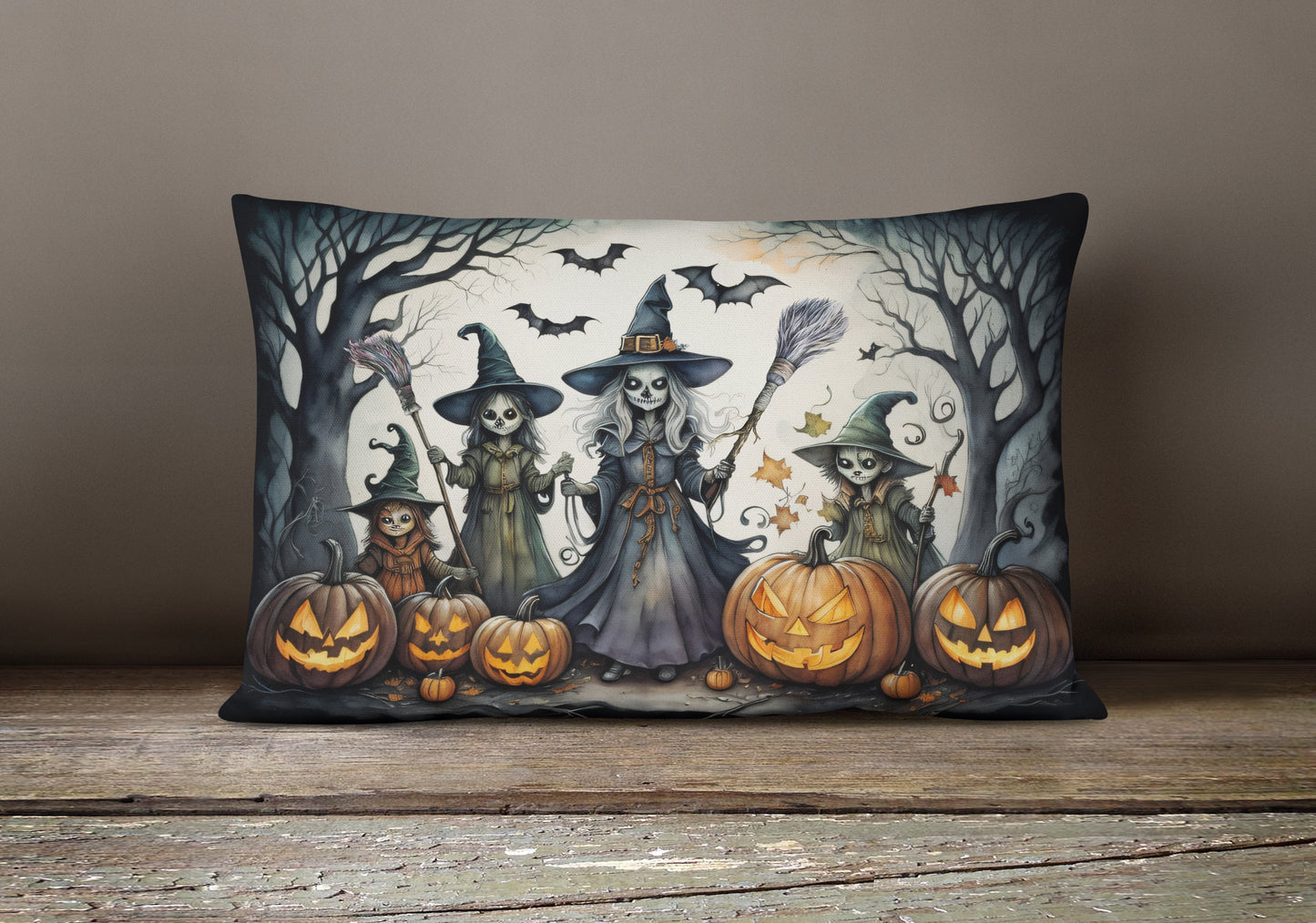 Witches Spooky Halloween Throw Pillow