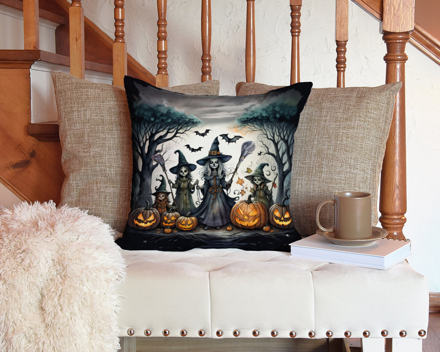 Witches Spooky Halloween Throw Pillow