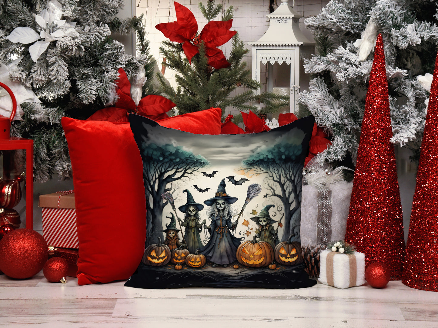 Witches Spooky Halloween Throw Pillow