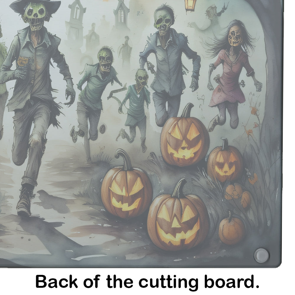 Zombies Spooky Halloween Glass Cutting Board