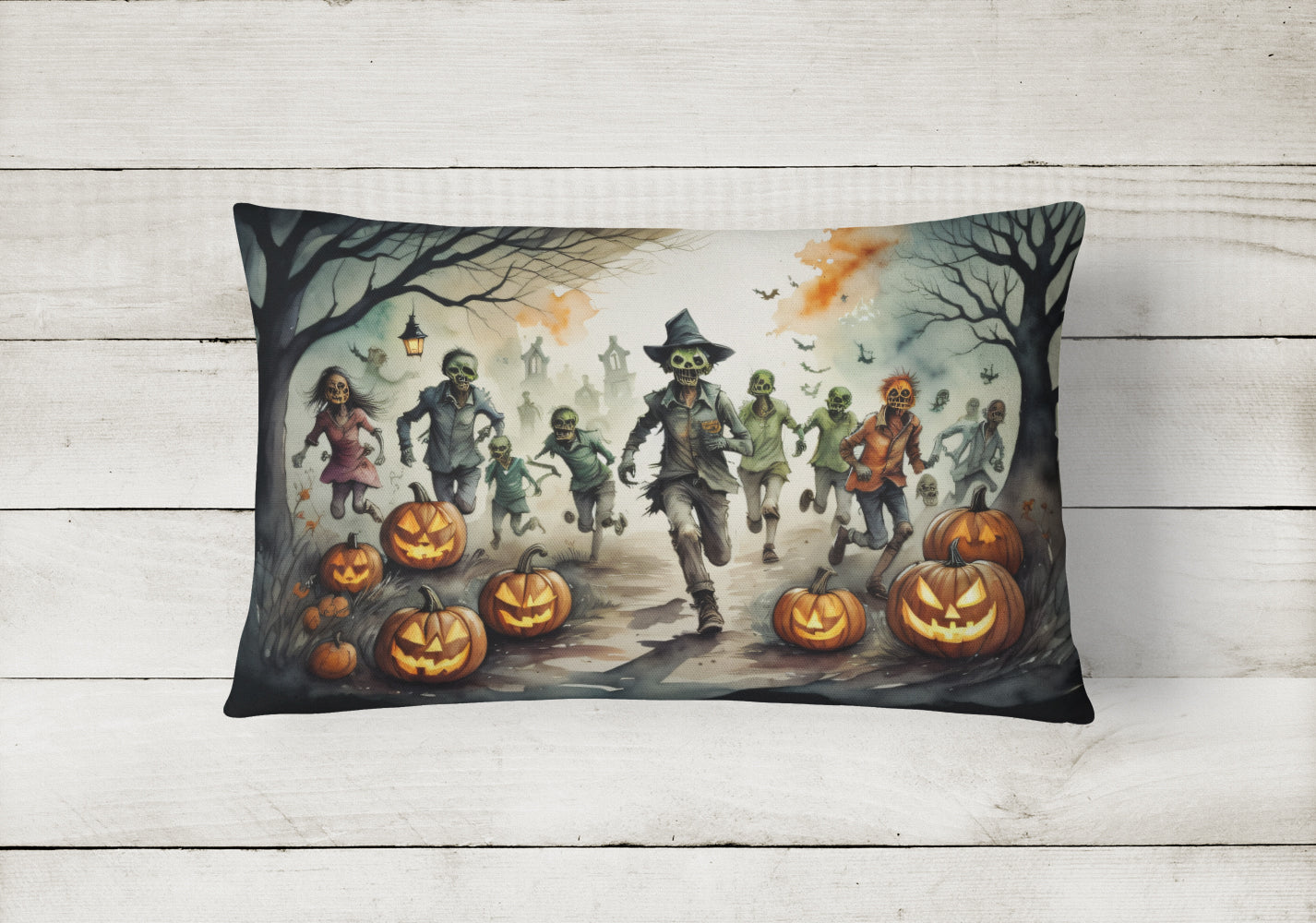 Zombies Spooky Halloween Throw Pillow