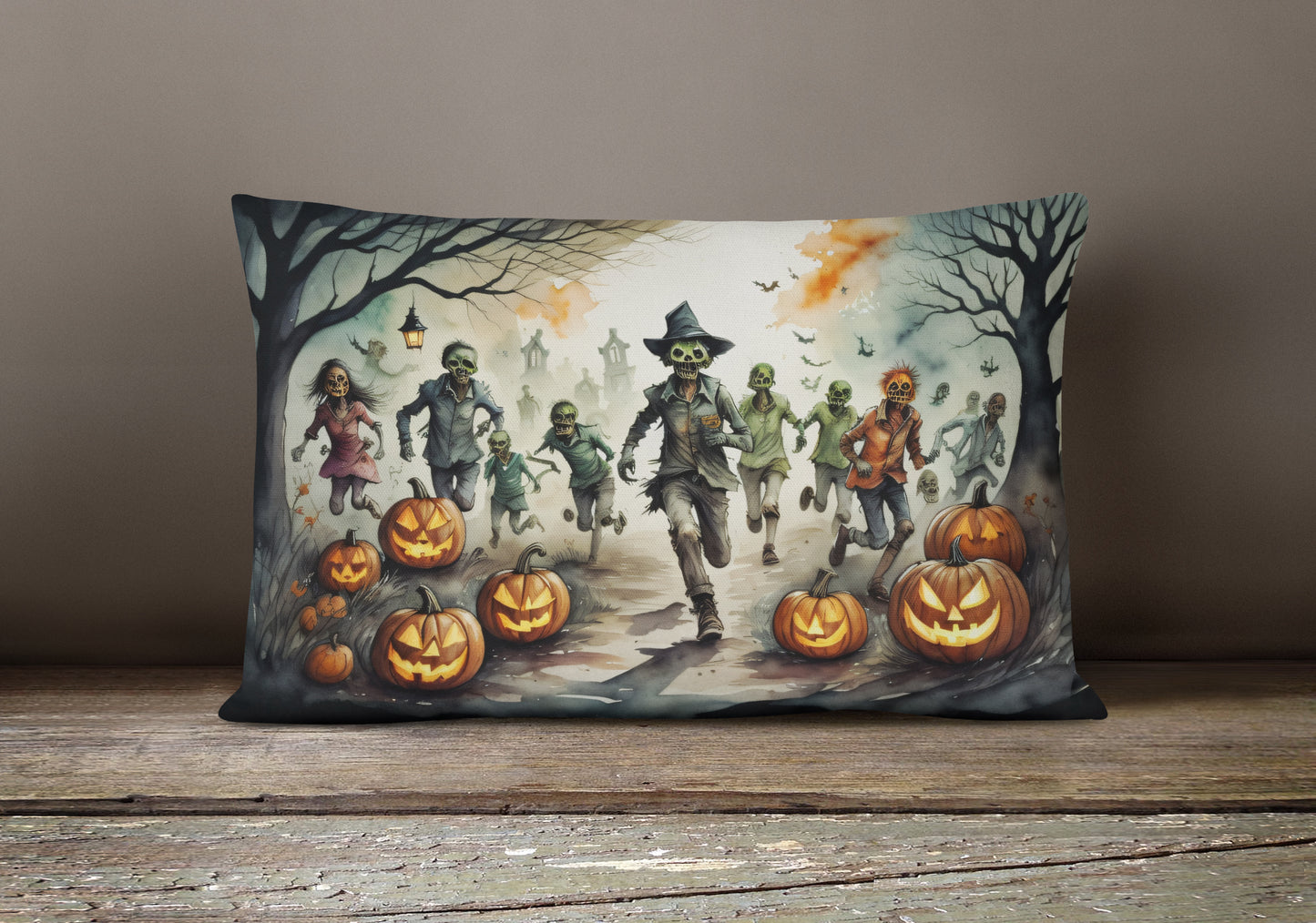 Zombies Spooky Halloween Throw Pillow