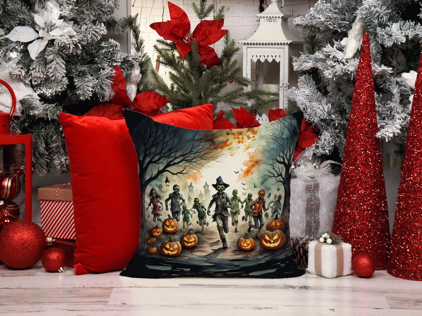 Zombies Spooky Halloween Throw Pillow