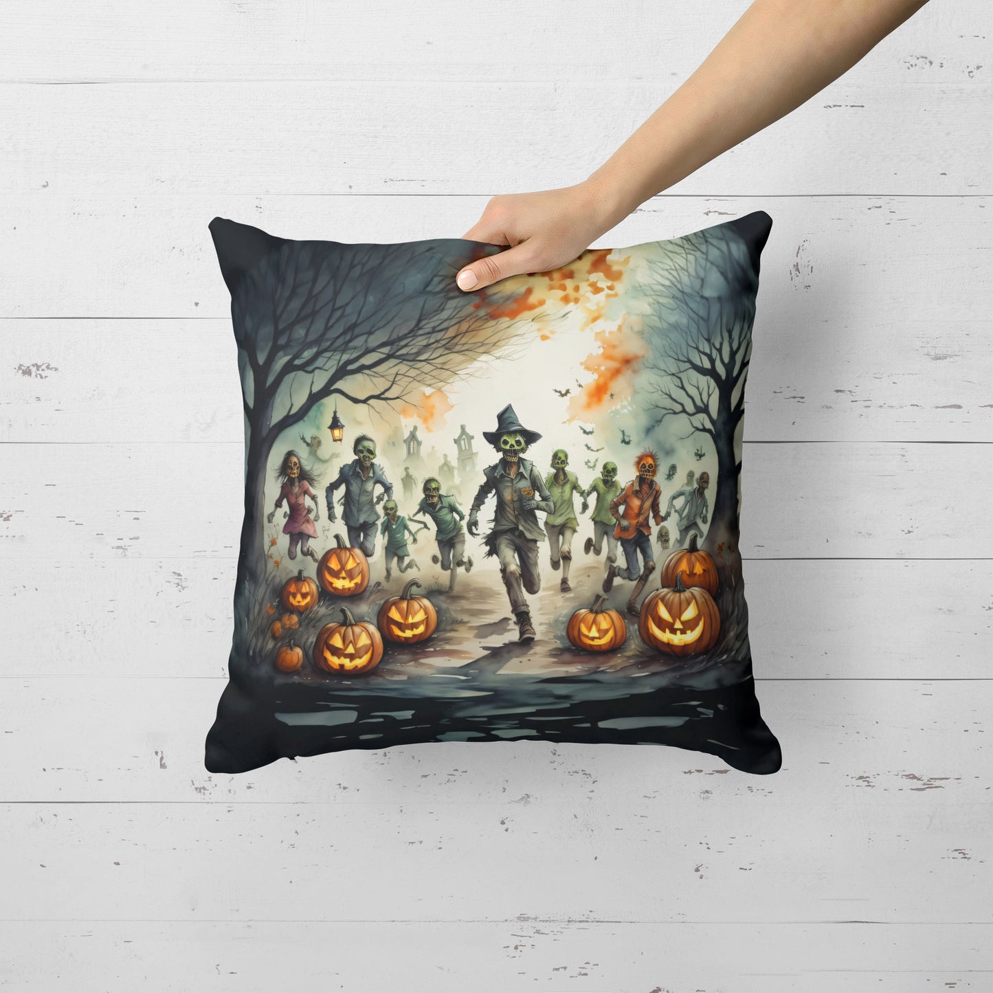 Zombies Spooky Halloween Throw Pillow