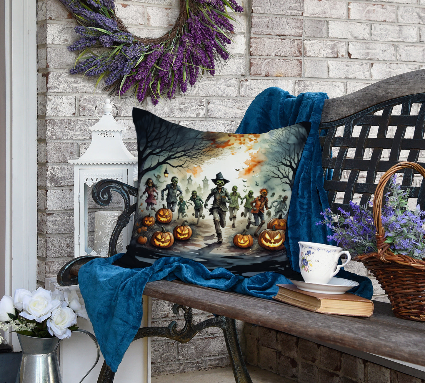 Zombies Spooky Halloween Throw Pillow