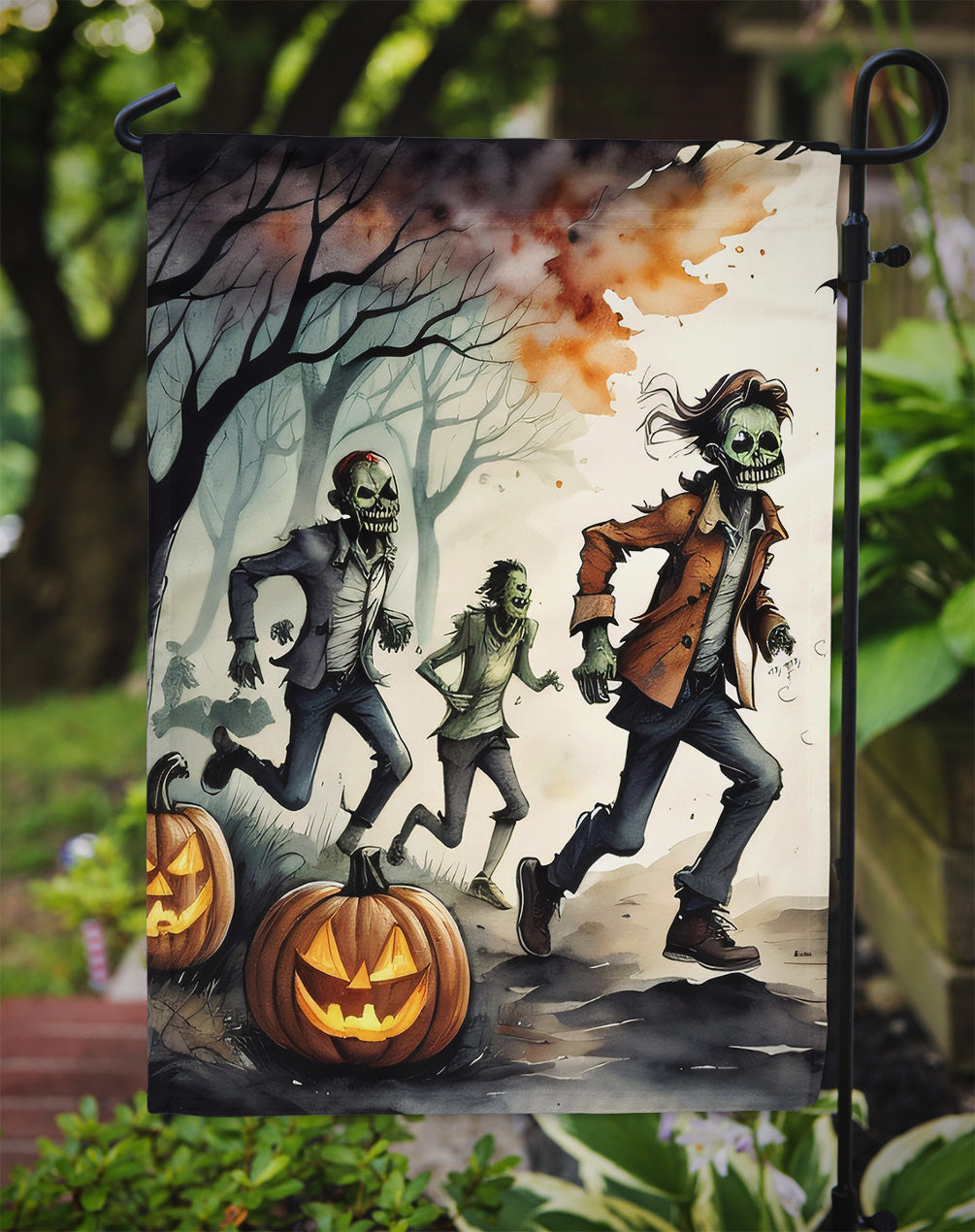 Zombies Spooky Halloween Garden Flag