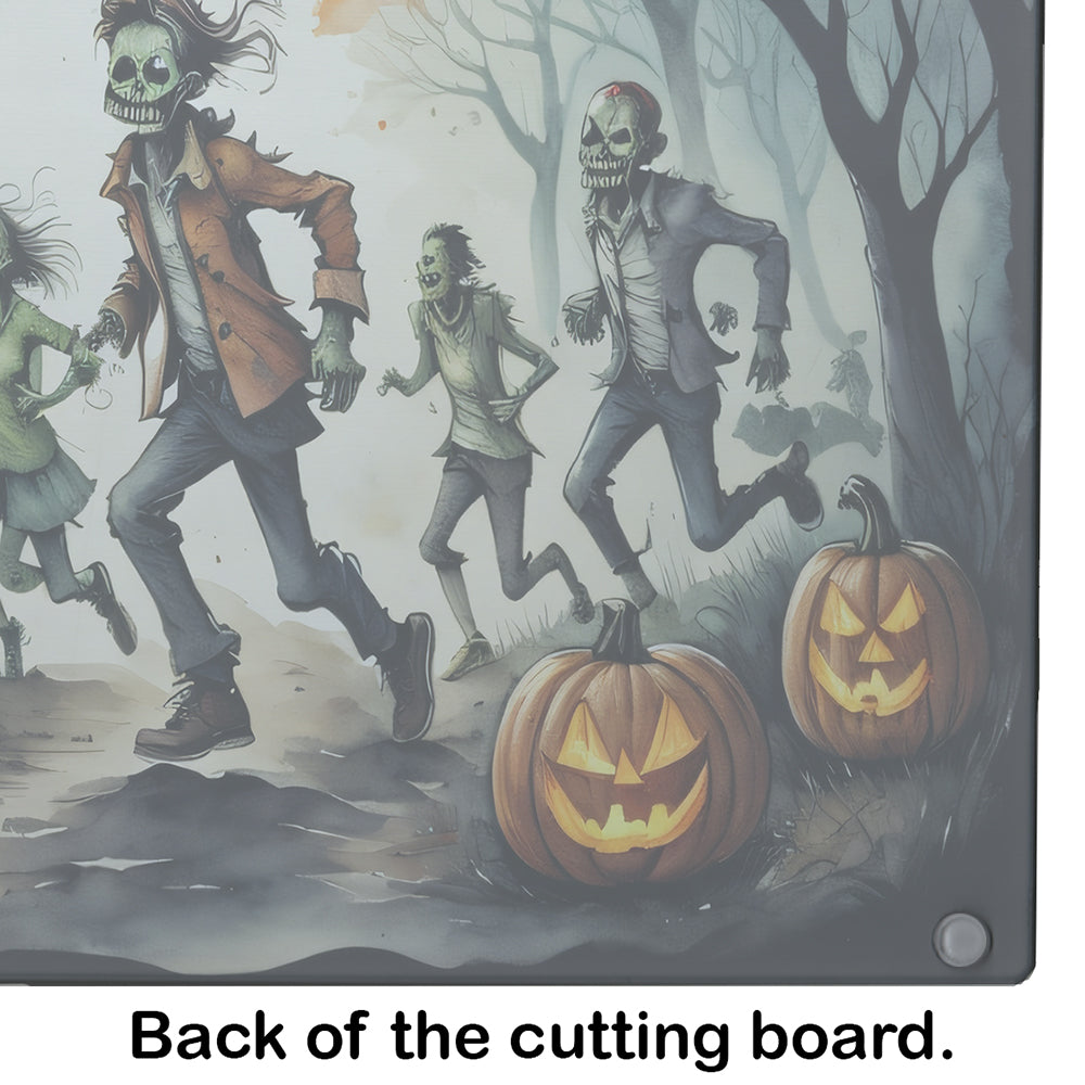 Zombies Spooky Halloween Glass Cutting Board