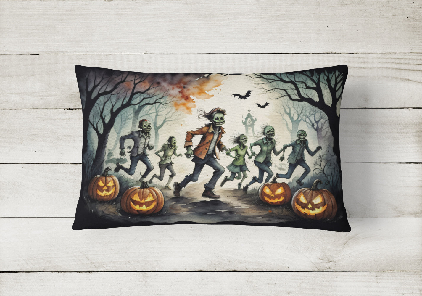 Zombies Spooky Halloween Throw Pillow