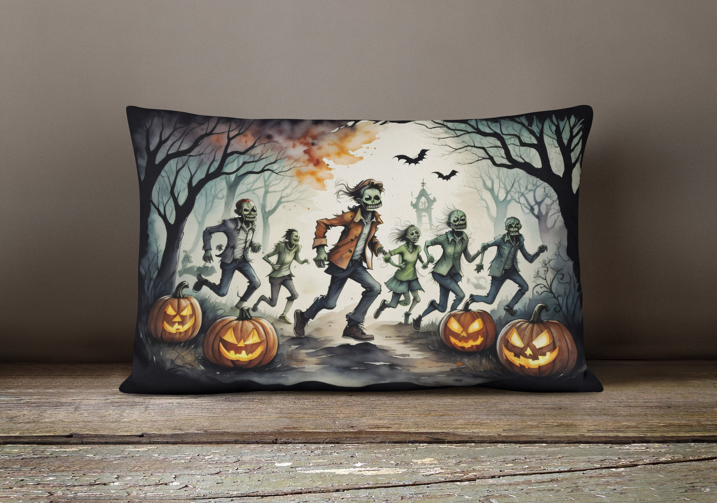 Zombies Spooky Halloween Throw Pillow