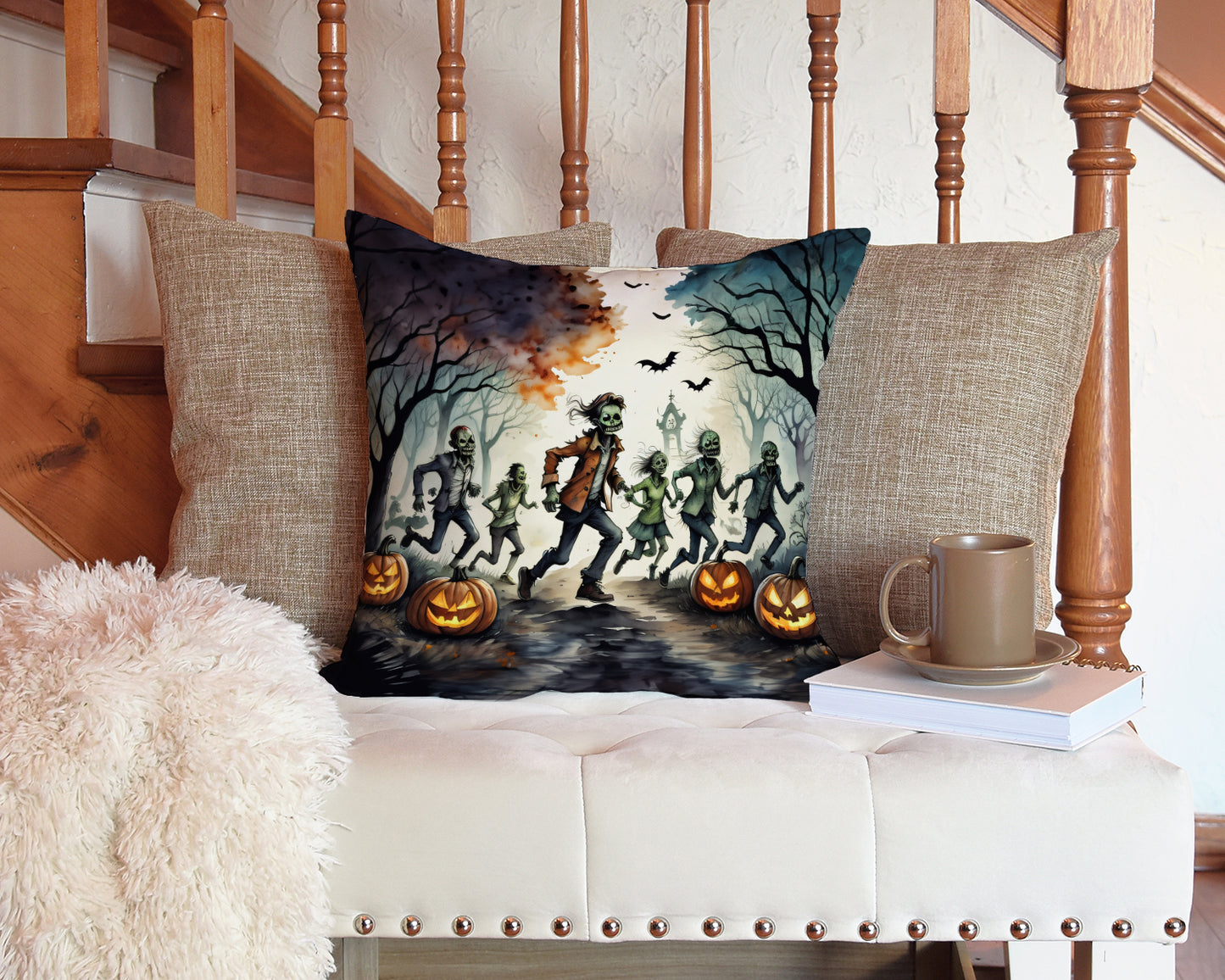 Zombies Spooky Halloween Throw Pillow