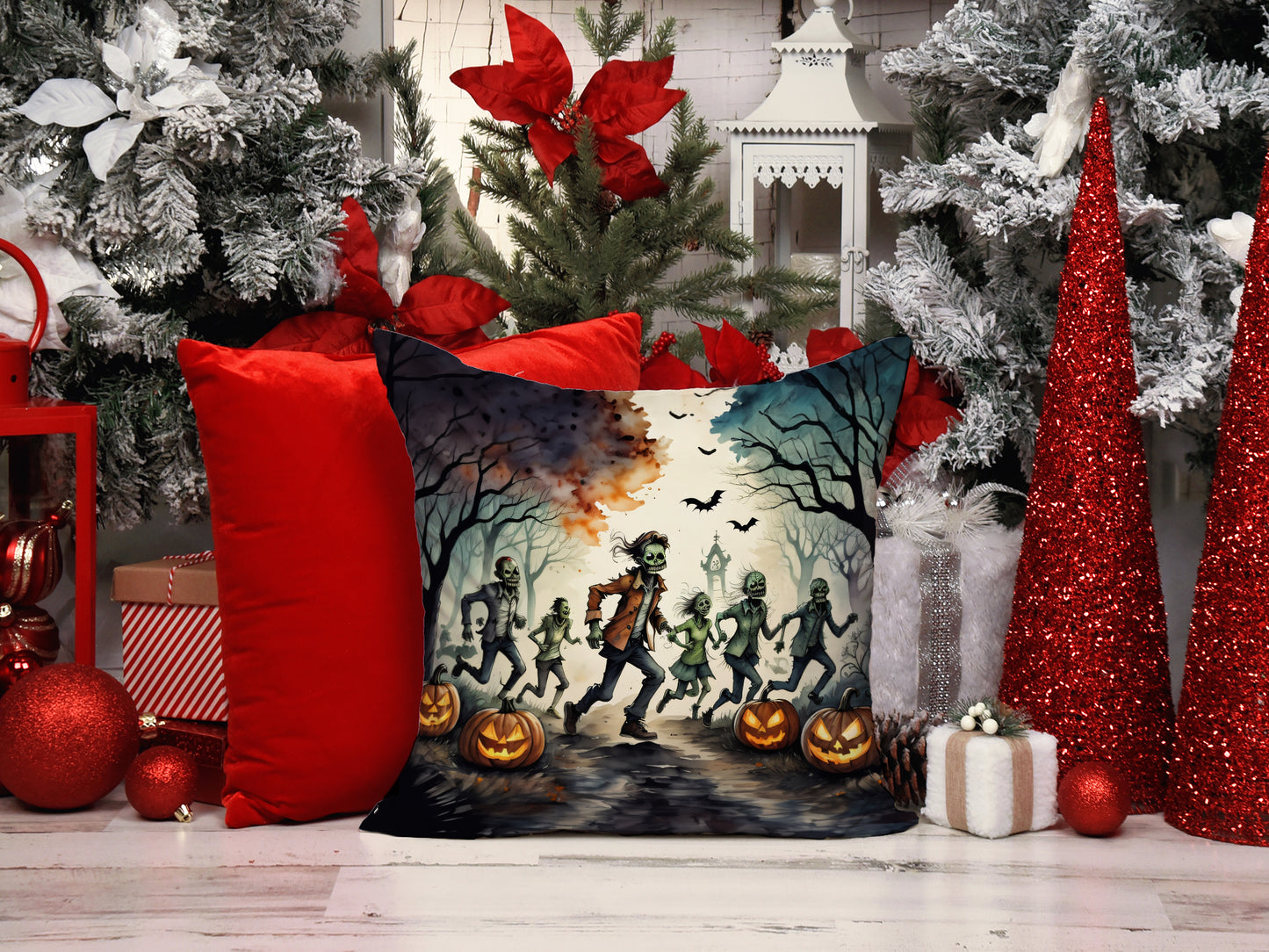 Zombies Spooky Halloween Throw Pillow