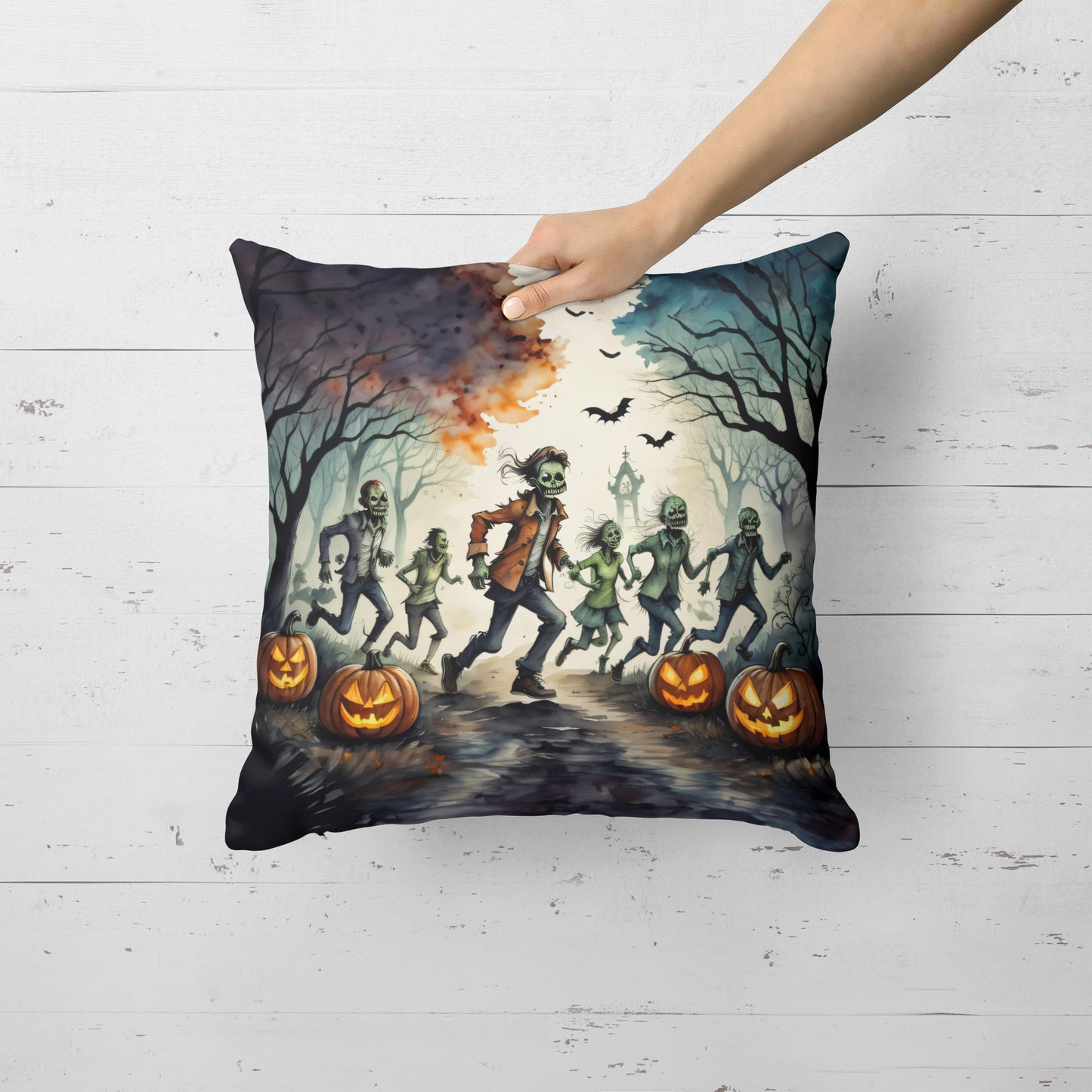 Zombies Spooky Halloween Throw Pillow