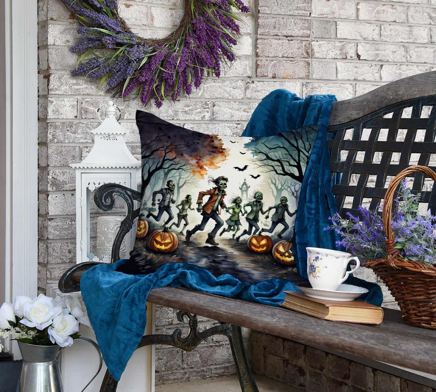 Zombies Spooky Halloween Throw Pillow