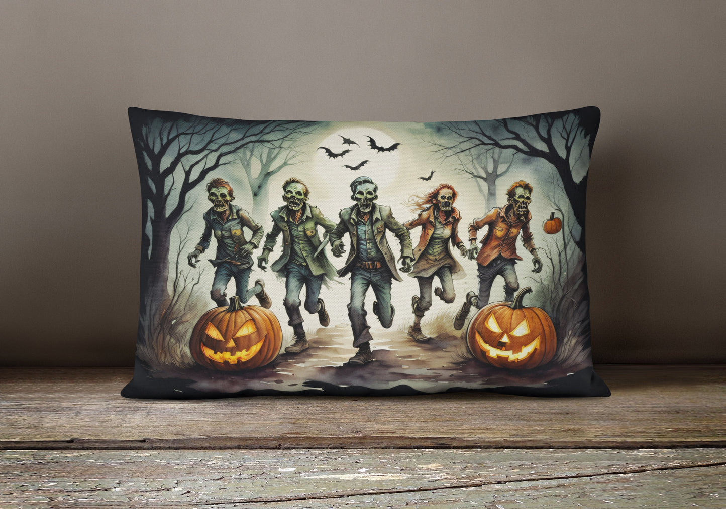 Zombies Spooky Halloween Throw Pillow