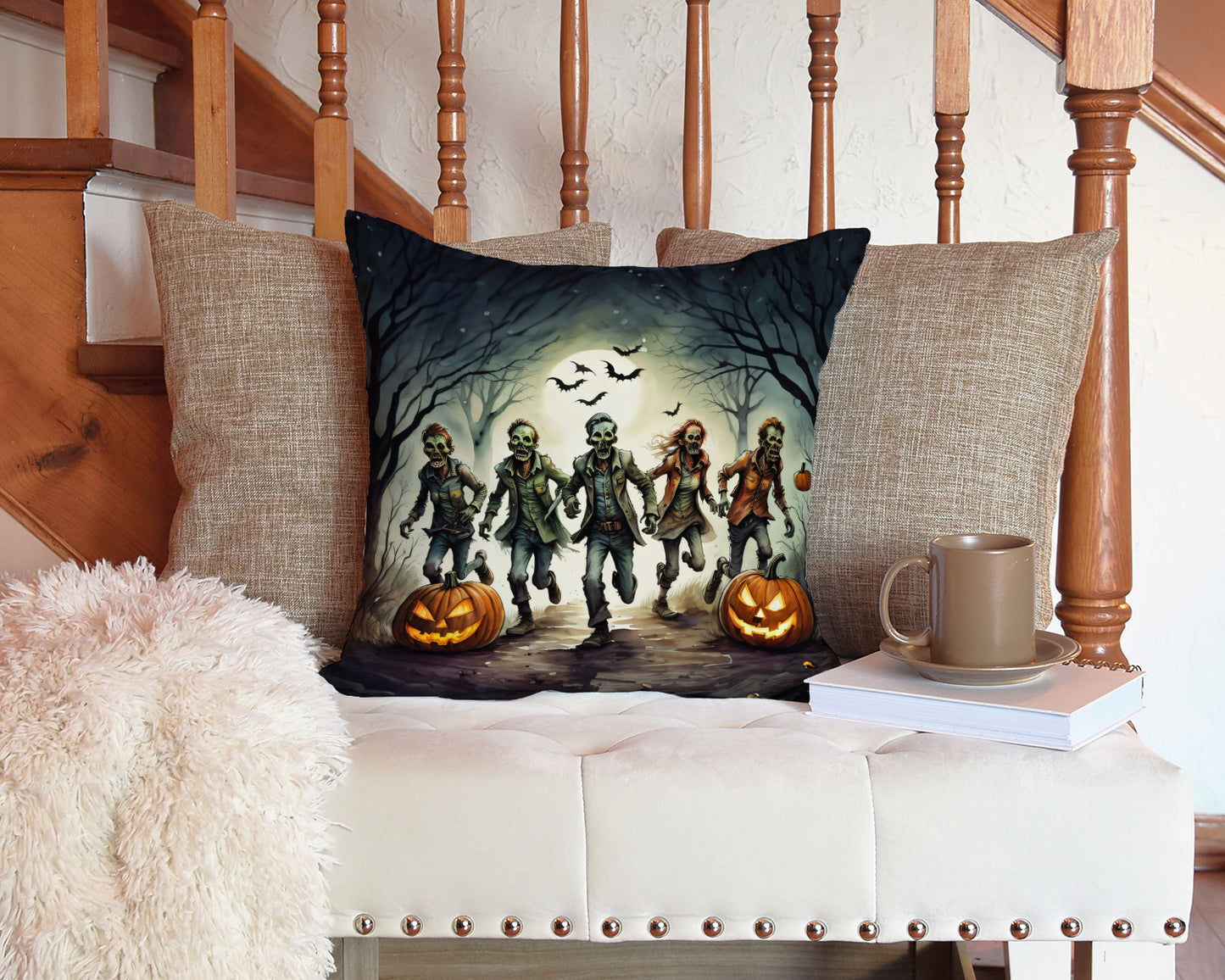 Zombies Spooky Halloween Throw Pillow