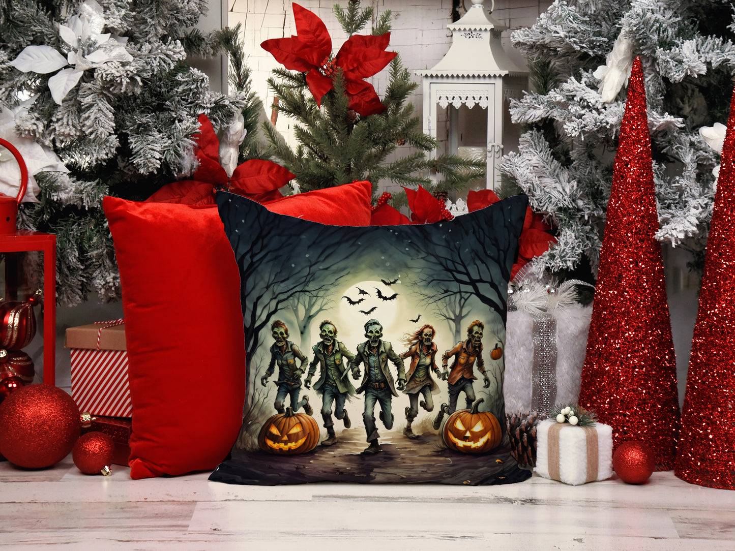 Zombies Spooky Halloween Throw Pillow