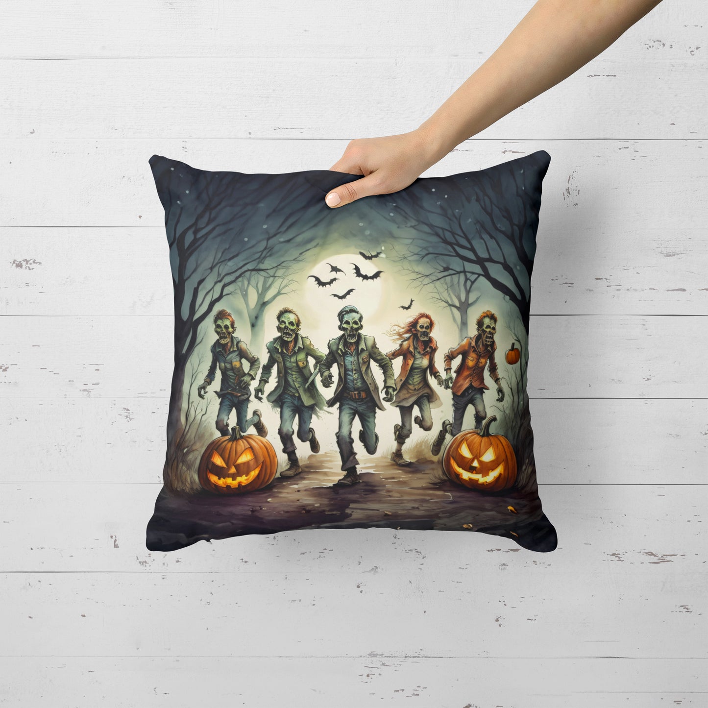 Zombies Spooky Halloween Throw Pillow