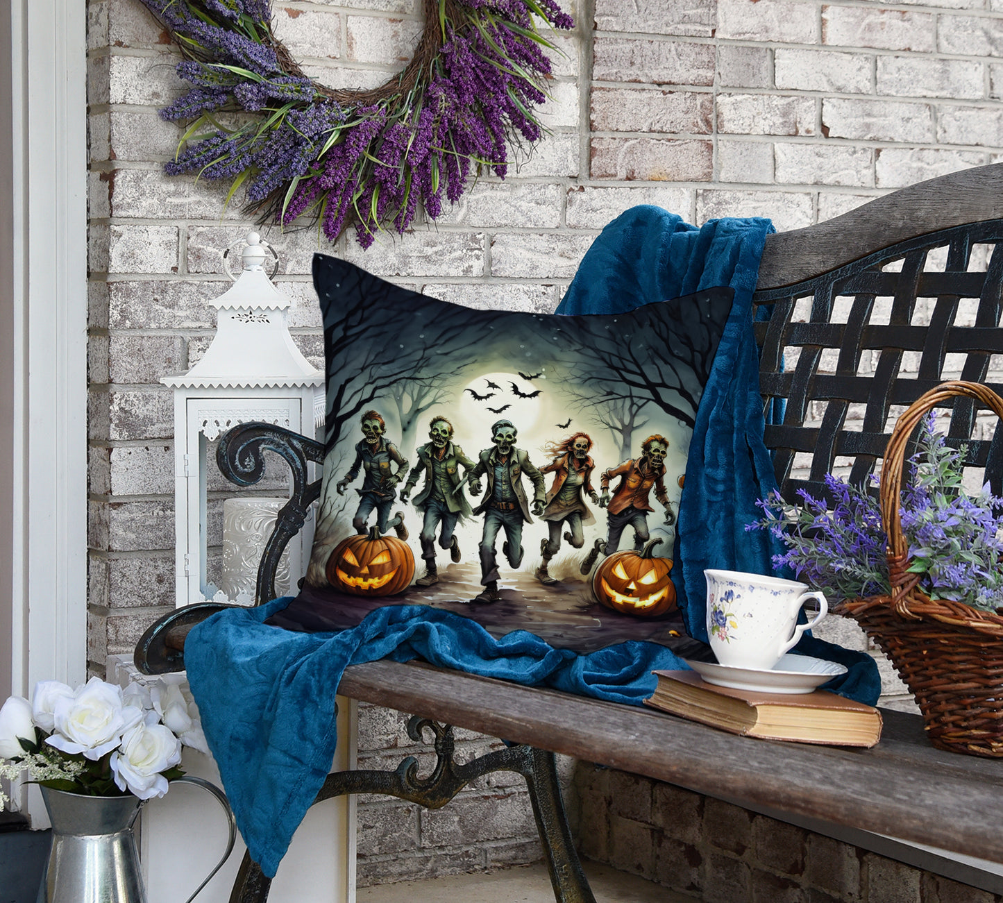 Zombies Spooky Halloween Throw Pillow