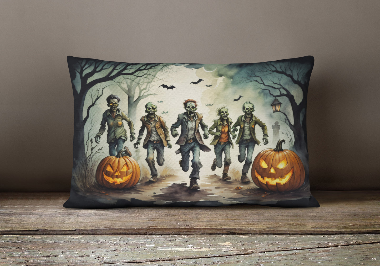 Zombies Spooky Halloween Throw Pillow