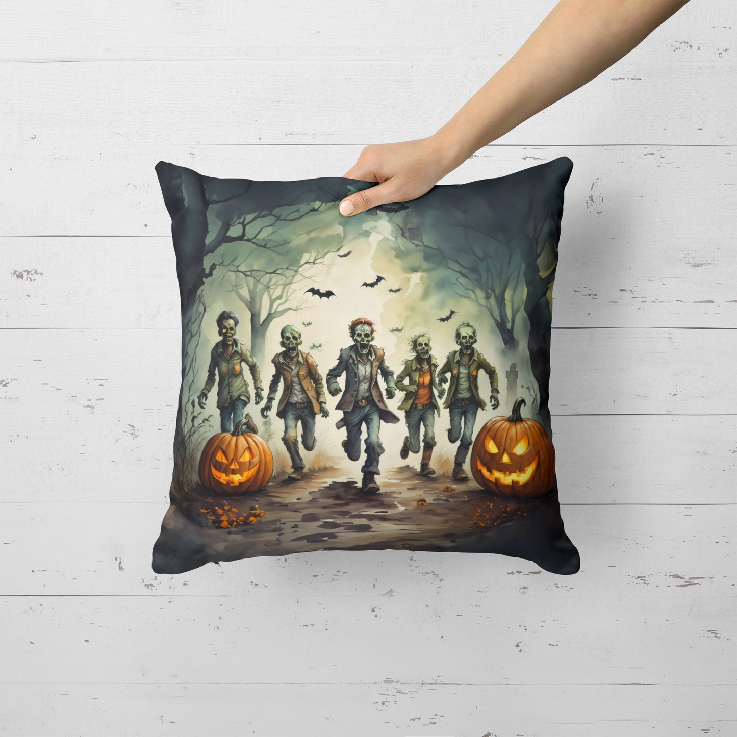 Zombies Spooky Halloween Throw Pillow