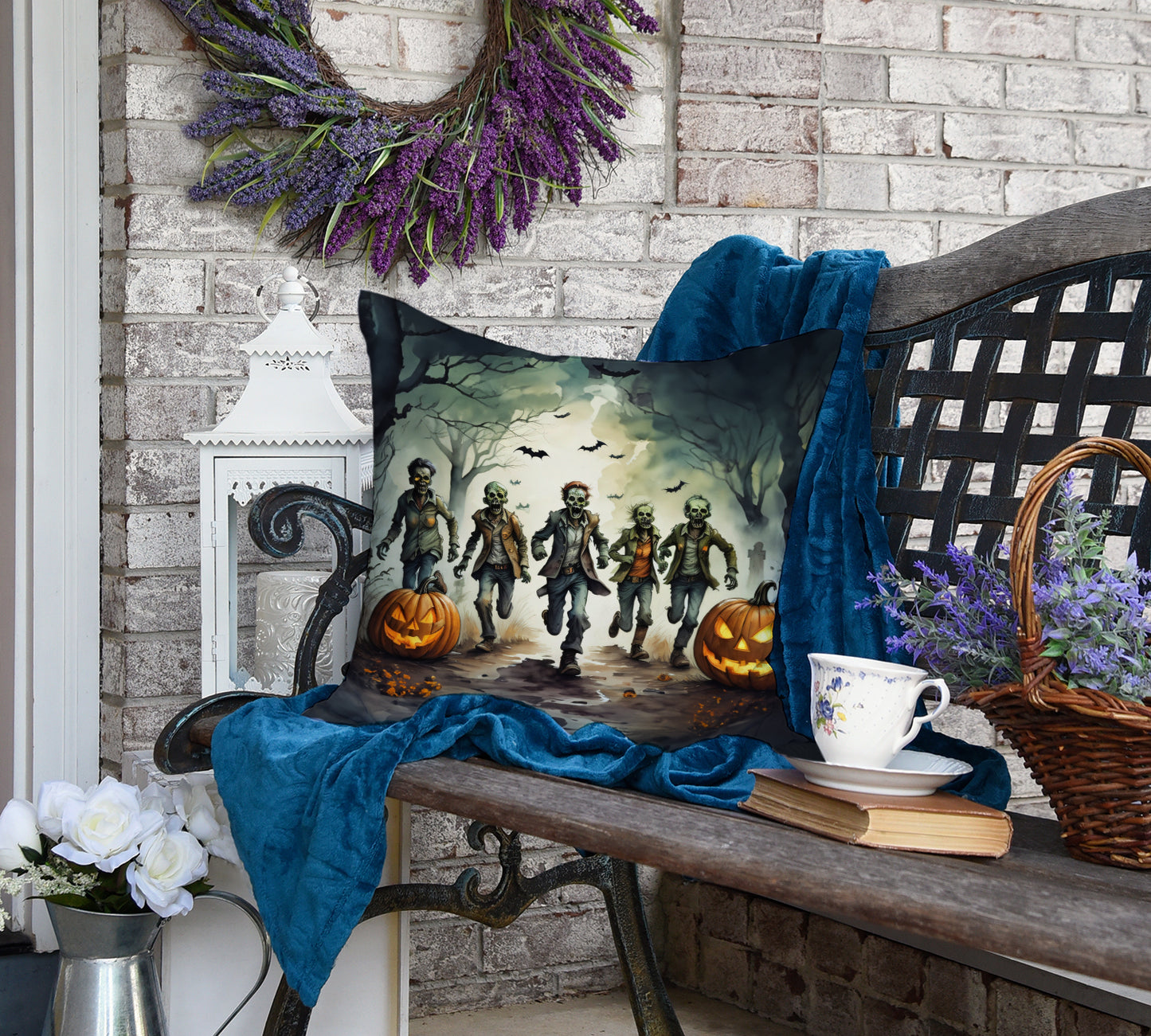 Zombies Spooky Halloween Throw Pillow