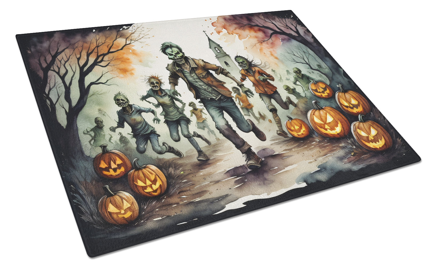 Buy this Zombies Spooky Halloween Glass Cutting Board