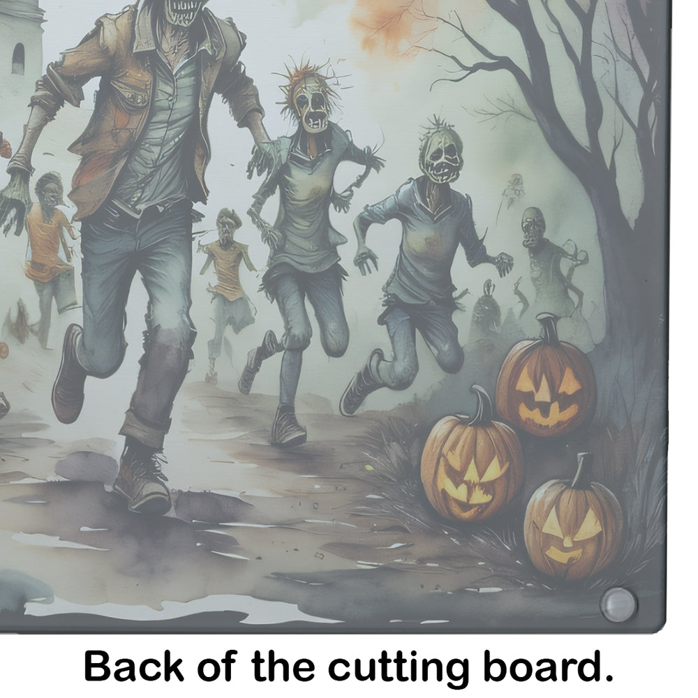 Zombies Spooky Halloween Glass Cutting Board