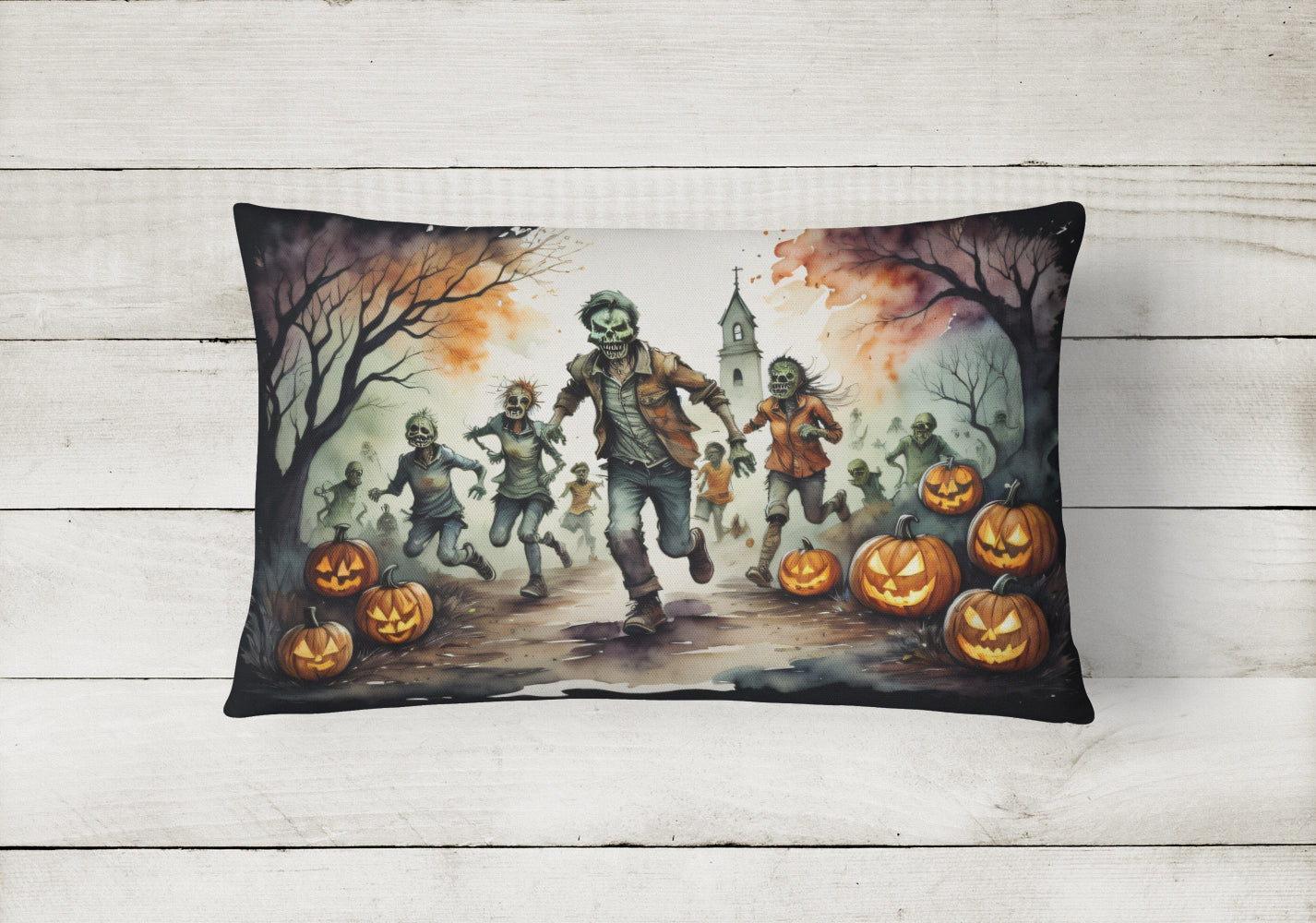 Zombies Spooky Halloween Throw Pillow