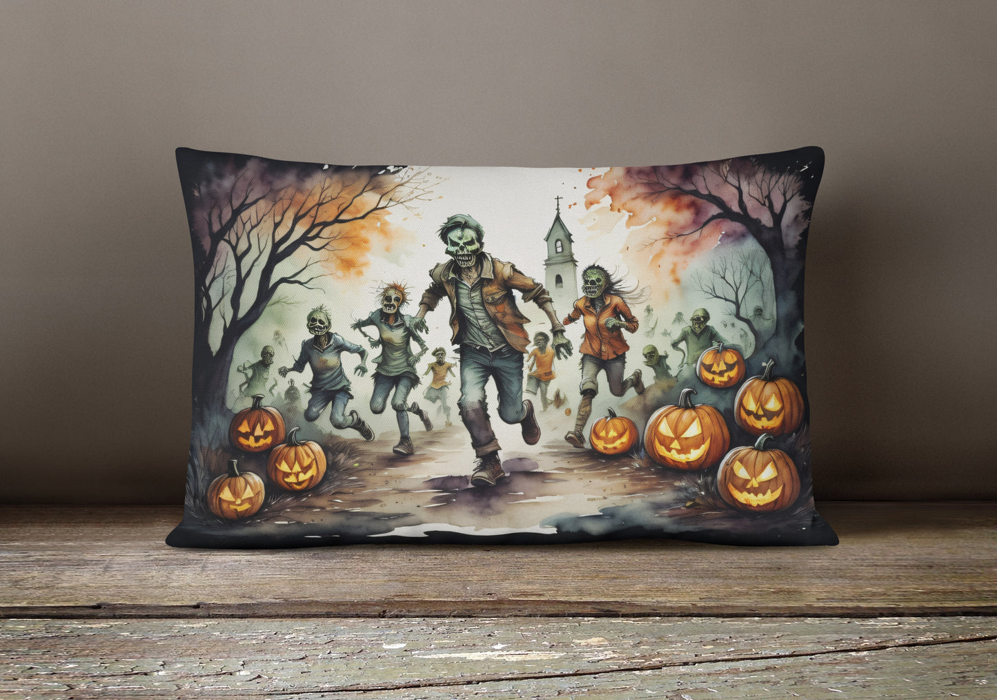 Zombies Spooky Halloween Throw Pillow