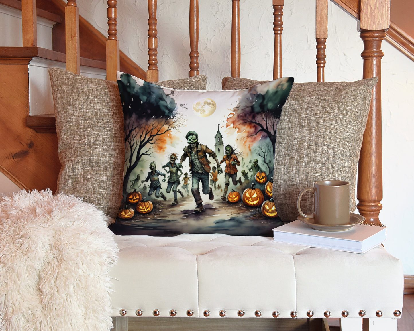 Zombies Spooky Halloween Throw Pillow