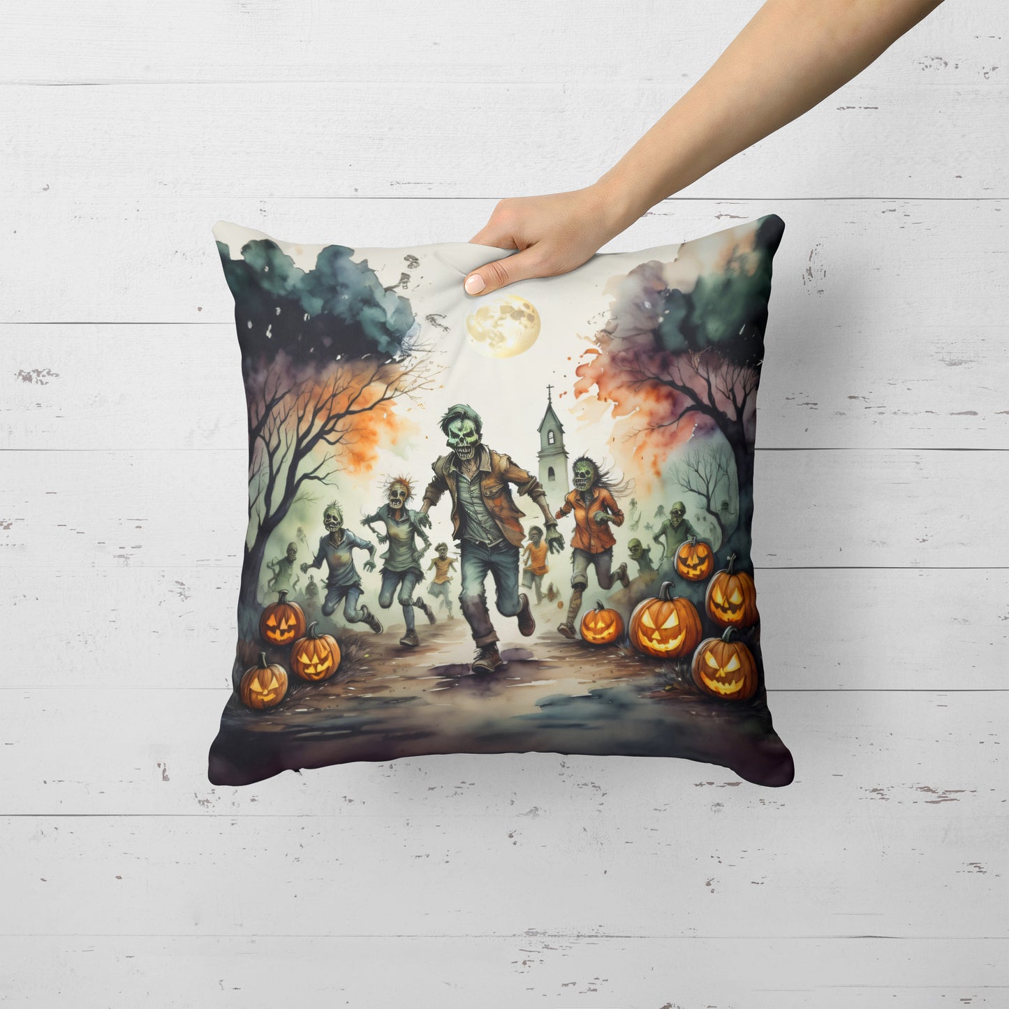 Zombies Spooky Halloween Throw Pillow