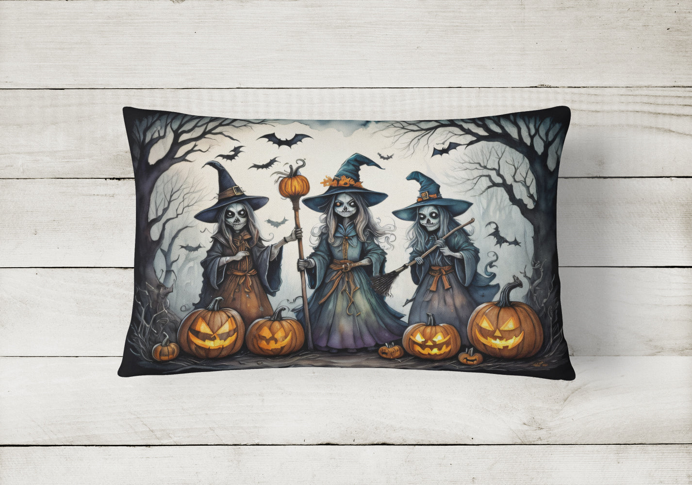 Witches Spooky Halloween Throw Pillow