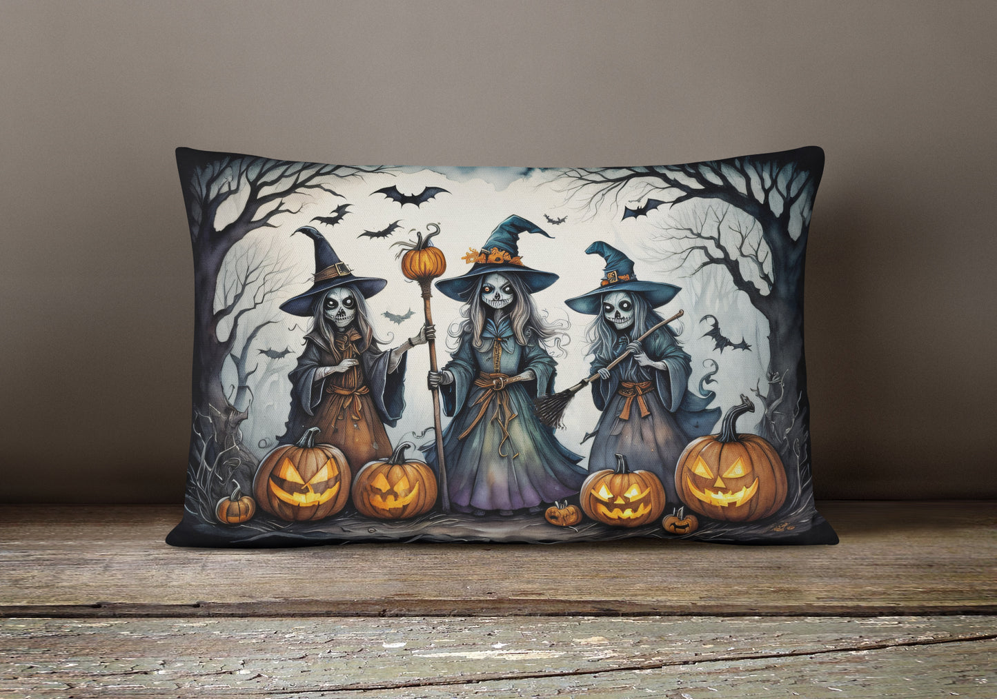 Witches Spooky Halloween Throw Pillow