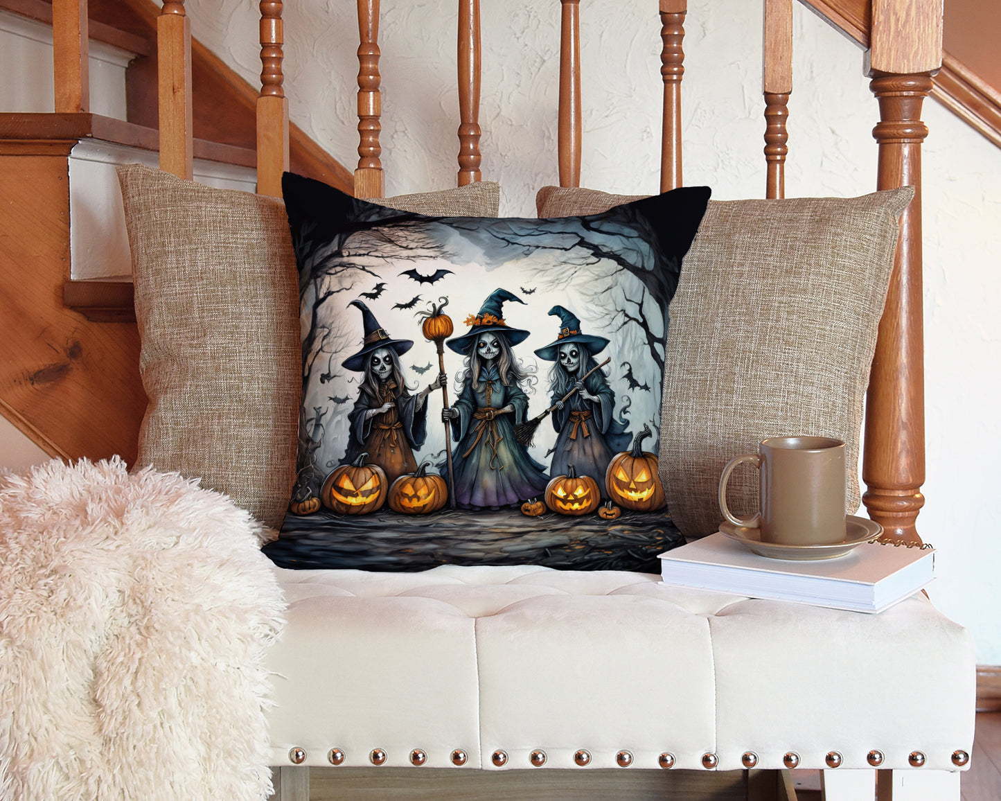 Witches Spooky Halloween Throw Pillow