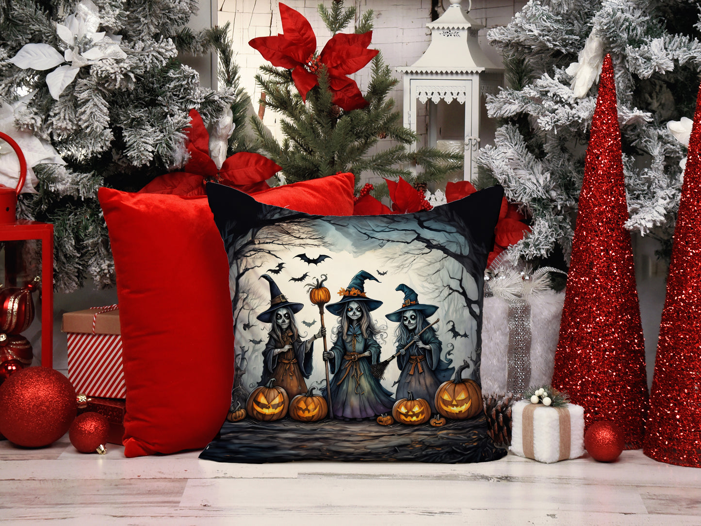 Witches Spooky Halloween Throw Pillow