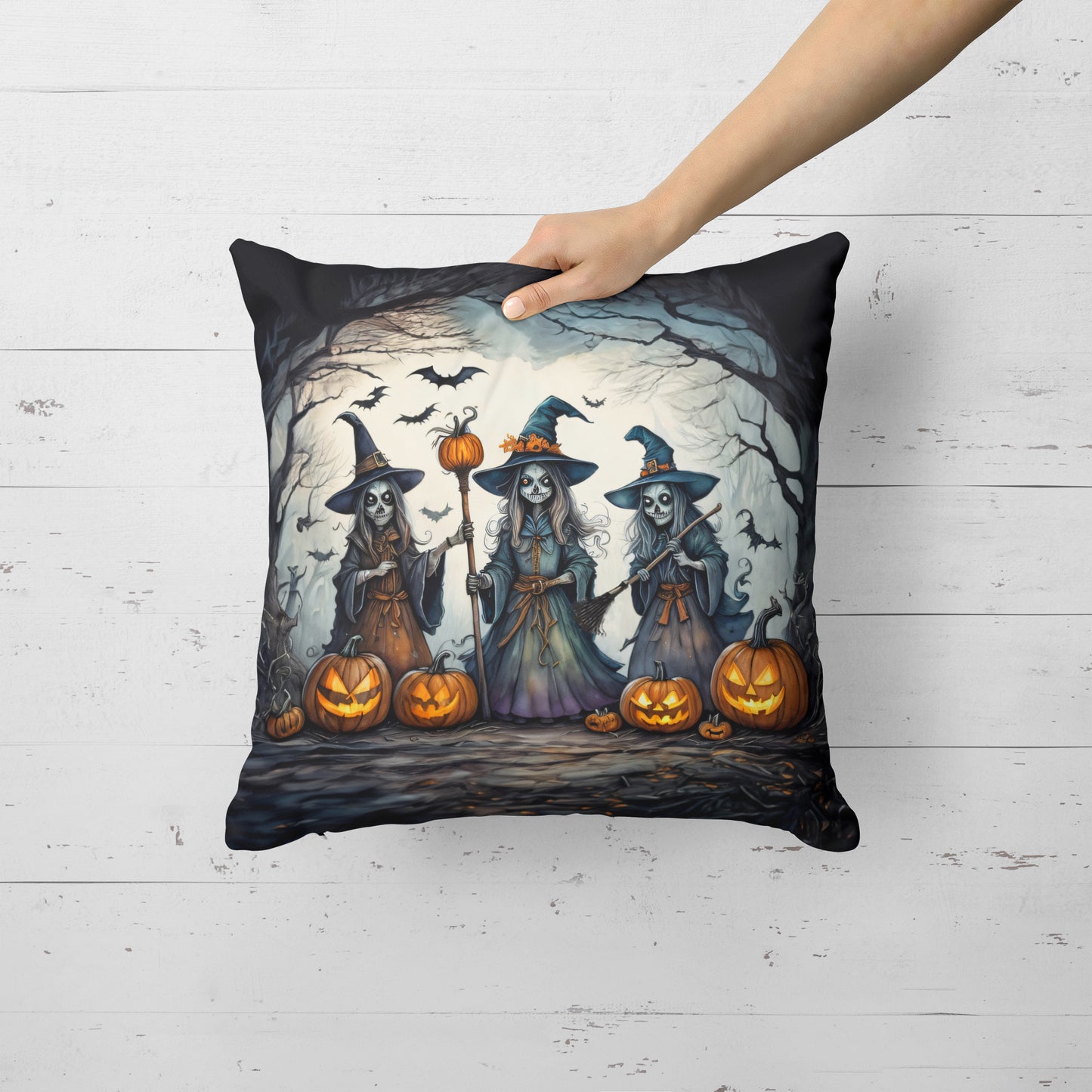 Witches Spooky Halloween Throw Pillow