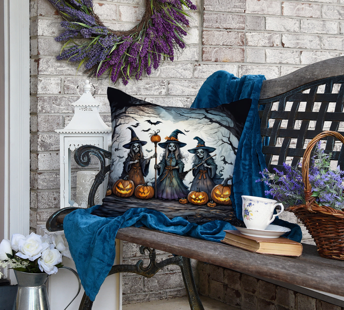 Witches Spooky Halloween Throw Pillow