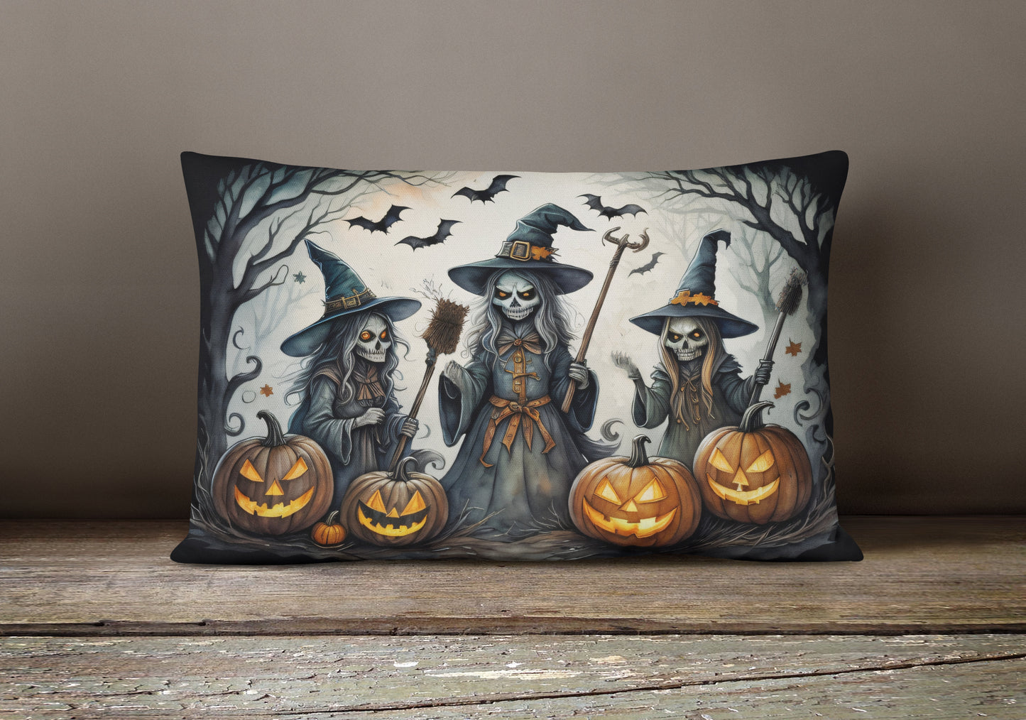 Witches Spooky Halloween Throw Pillow