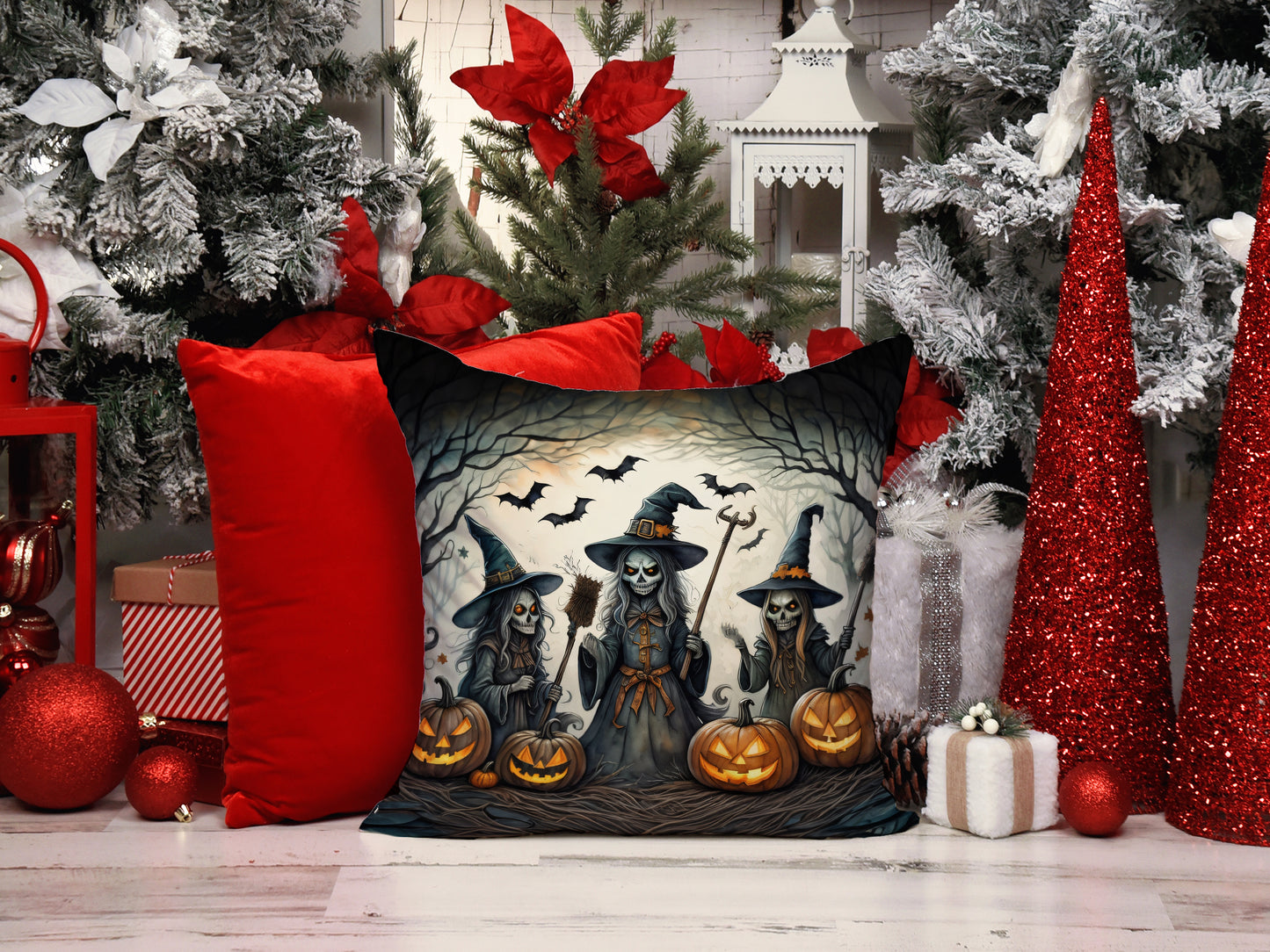 Witches Spooky Halloween Throw Pillow