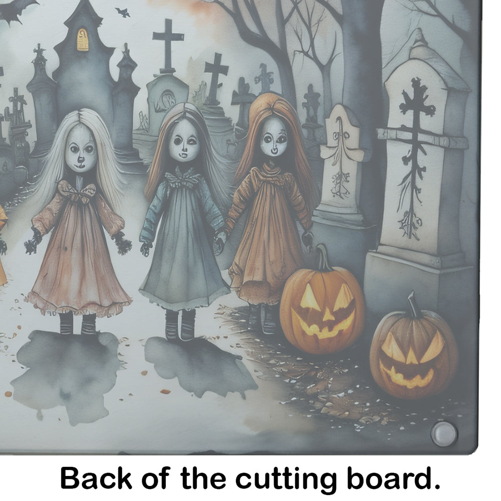 Creepy Dolls Spooky Halloween Glass Cutting Board