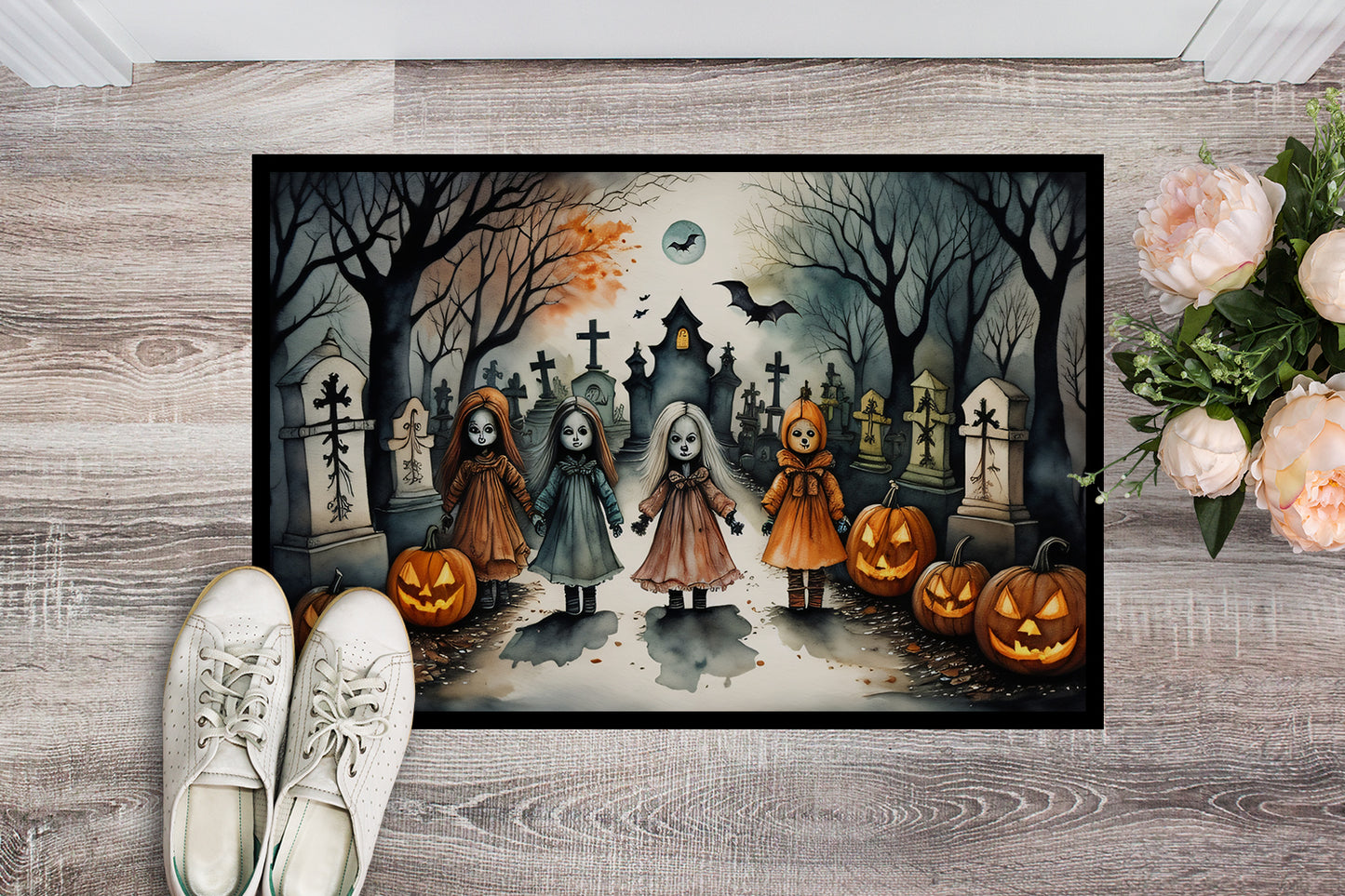 Creepy Dolls Spooky Halloween Doormat