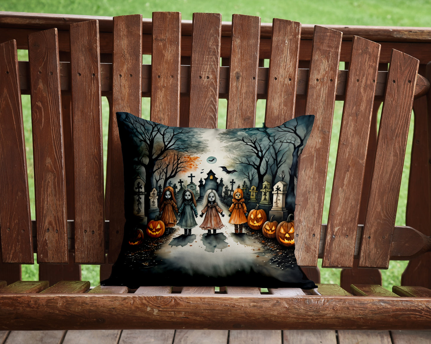 Creepy Dolls Spooky Halloween Throw Pillow