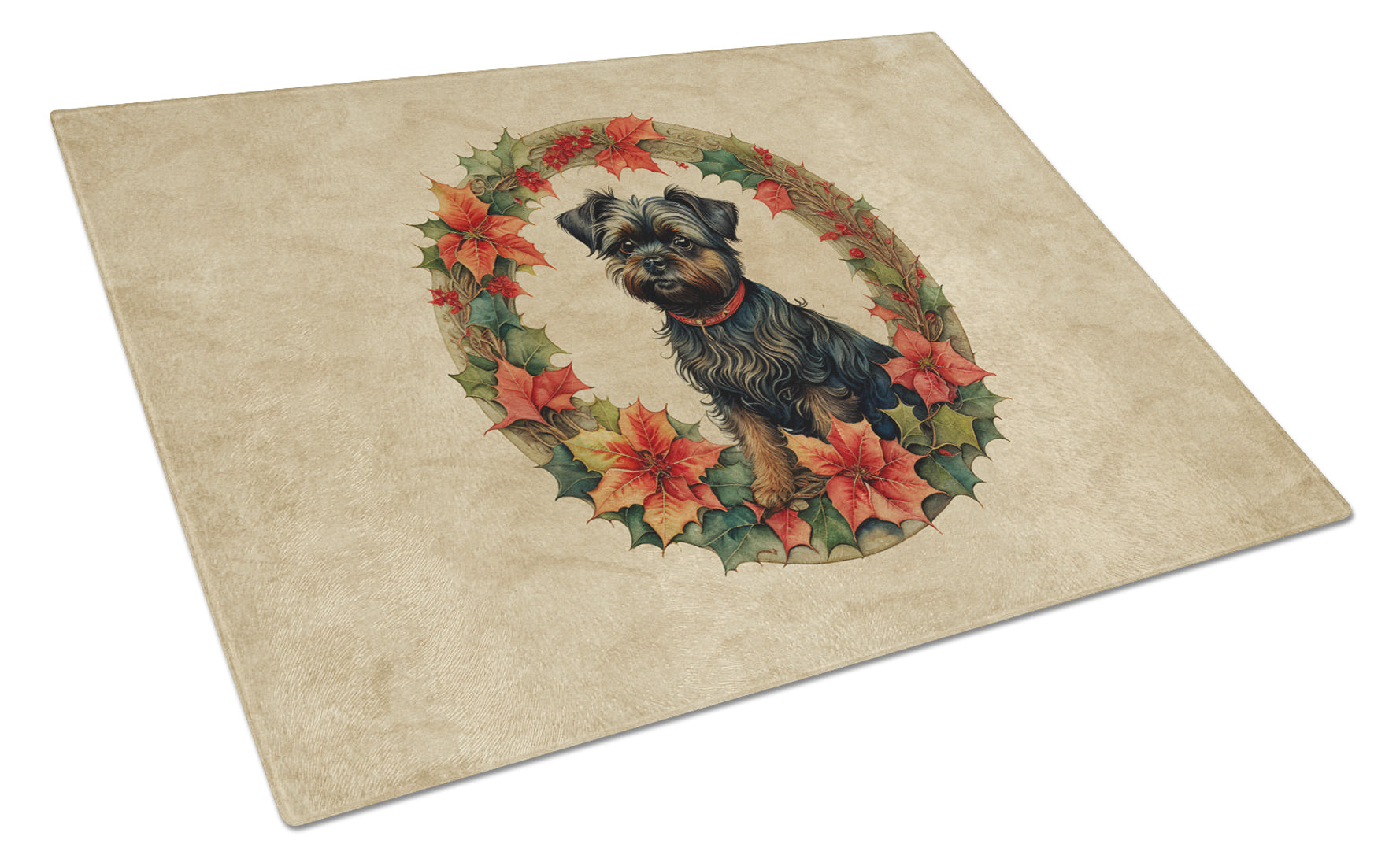 Buy this Affenpinscher Christmas Flowers Glass Cutting Board