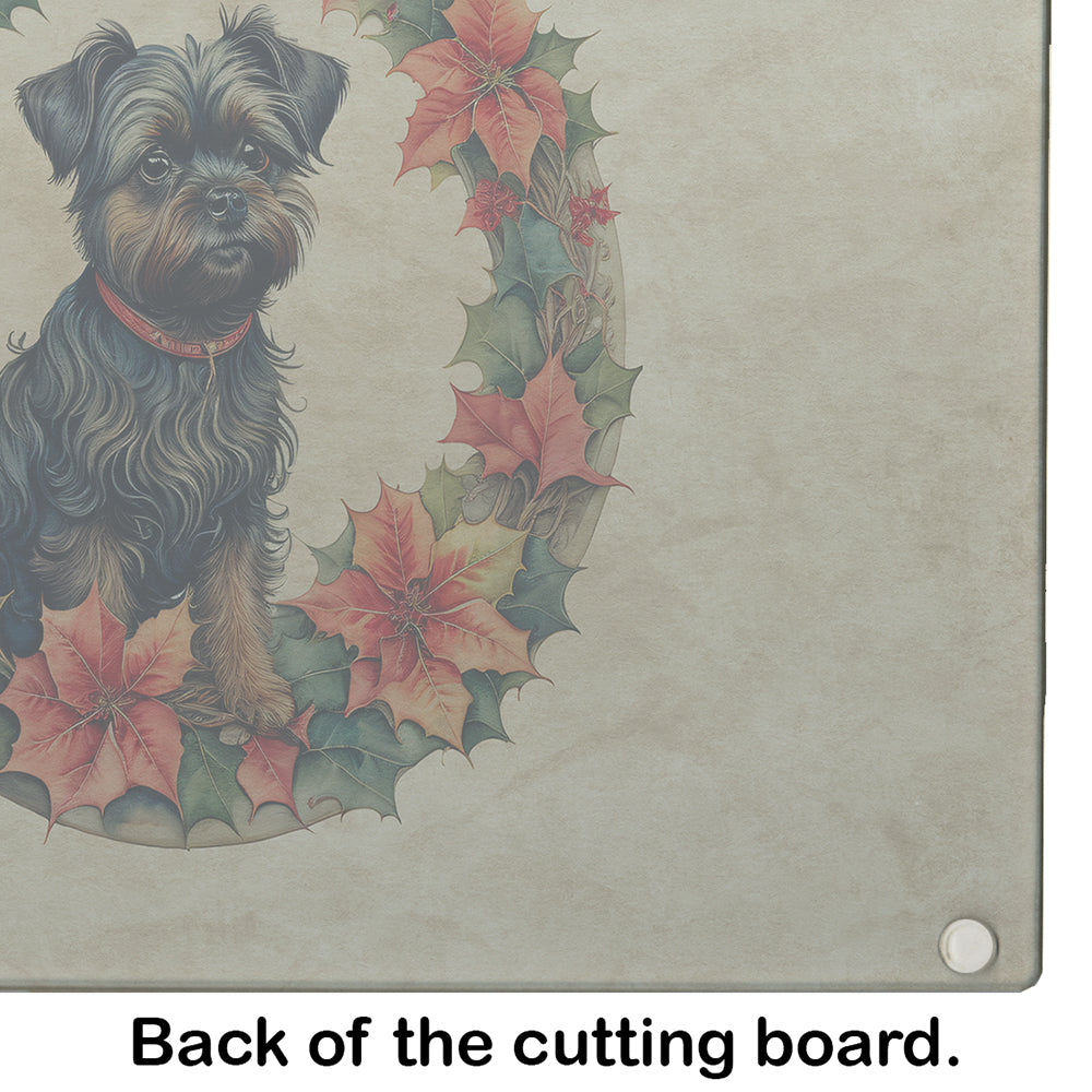 Affenpinscher Christmas Flowers Glass Cutting Board