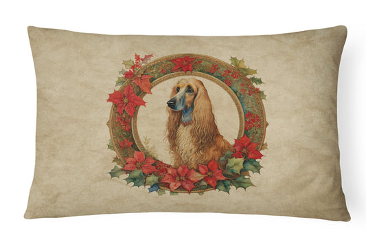 Buy this Afghan Hound Christmas Flowers Throw Pillow