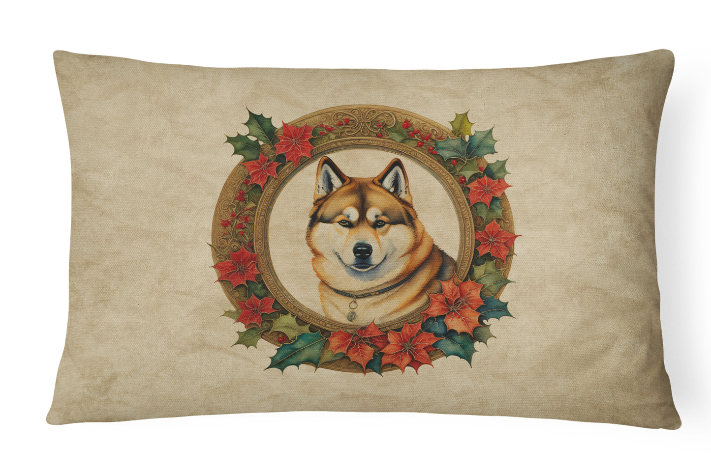 Buy this Akita Christmas Flowers Throw Pillow