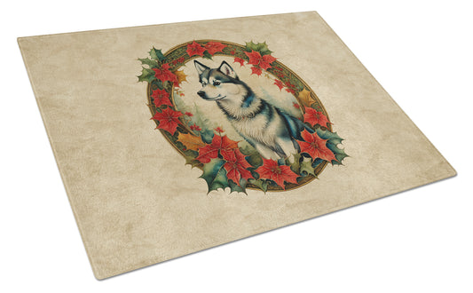 Buy this Alaskan Klee Kai Christmas Flowers Glass Cutting Board